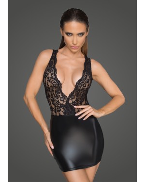 Robe dentelle et wetlook – Noir Handmade