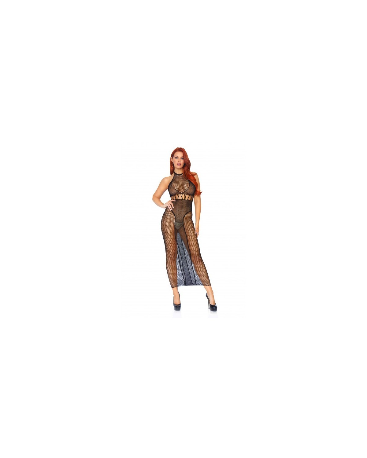 Robe_Longue_Résille_Col_Halter_Leg_Avenue 