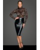 Robe_Manches_Longues_Dentelle_et_Wetlook_Noir_Handmade
