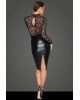 Robe_Manches_Longues_Dentelle_et_Wetlook_Noir_Handmade