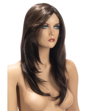 Perruque Olivia Châtain - Coupe Longue Effilée Raie Côté - World Wigs