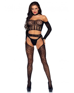 Ensemble 3 Pièces Top String et Collants effet Porte-jarretelles - Leg Avenue