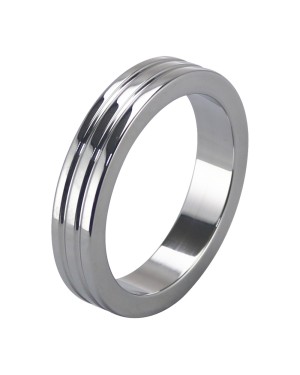 Cockring Plat avec Rainures en Acier Inoxydable - 10 mm de Largeur