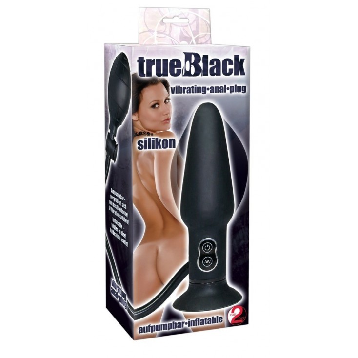 trueBlack, plug anal silicone gonflable vibrant à ventouse