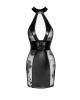 Robe_Wetlook_Corsetée_Velours_Flocké_sur_Tulle_Noir_Handmade