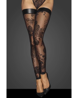 Bas Autofixants en Tulle Ornés de Velours & Fixation Wetlook – Noir Handmade