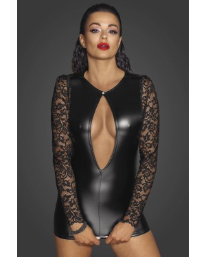 Robe Wetlook & Manches Longues en Dentelle – Noir Handmade