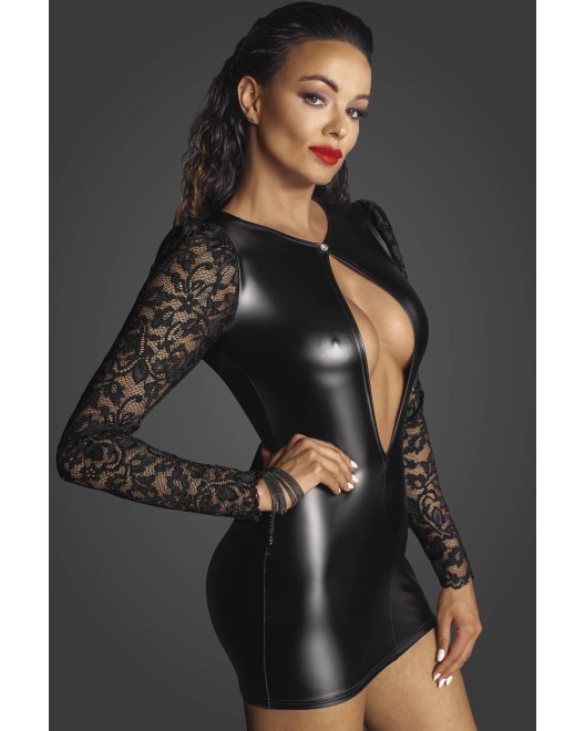 Robe Wetlook & Manches_Longues_en_Dentelle_Noir_Handmade