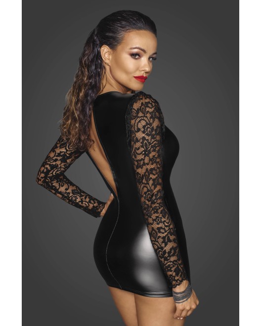 Robe Wetlook & Manches_Longues_en_Dentelle_Noir_Handmade