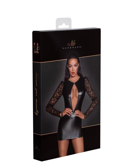 Robe Wetlook & Manches_Longues_en_Dentelle_Noir_Handmade