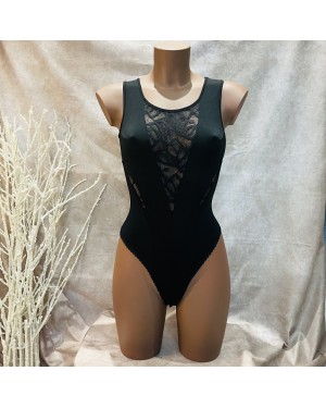 Body String Sans Manche Décolleté en Dentelle Flocké – OutX