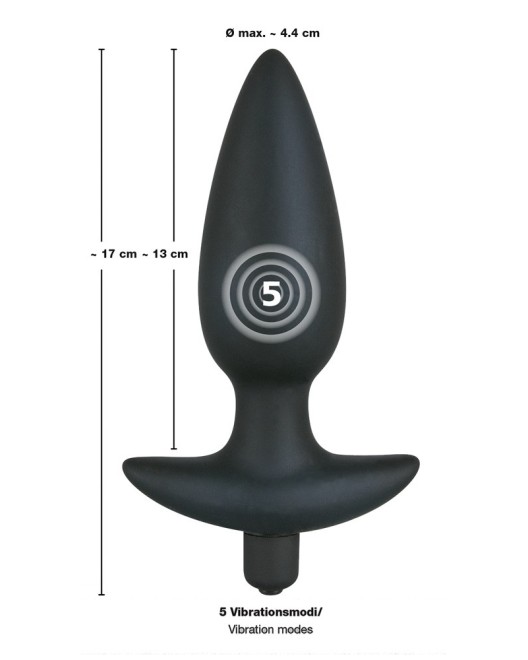 Silicone Vibrating Butt Plug Black Velvets Large