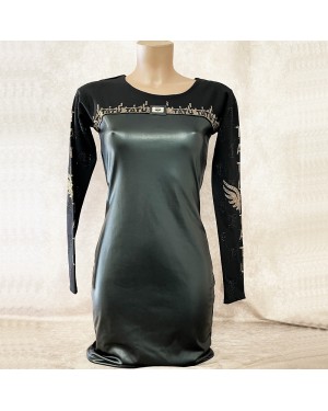 Robe Simili Cuir et Strass