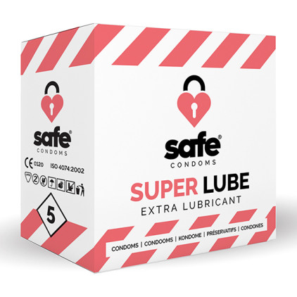 Préservatifs Super Lube ‘Extra Lubricant’ x 5 – Safe Condoms