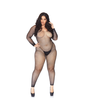 Bodystocking Ouvert en Résille et Strass ‘Courbes Généreuses’ - Leg Avenue