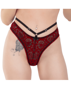 String_Bresilien_Dentelle_Rouge_Floquee_Eros_Veneziani