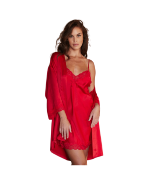 Kimono Rouge en Satin et Dentelle ‘Valentine’ – Valege Lingerie