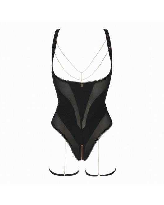Body String Seins Nus Ouvrable Jenny avec Jarretières - Impudique