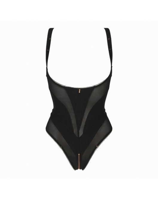 Body String Seins Nus Ouvrable Jenny avec Jarretières - Impudique