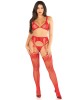 ensemble lingerie sexy résille rouge, Leg Avenue, devant