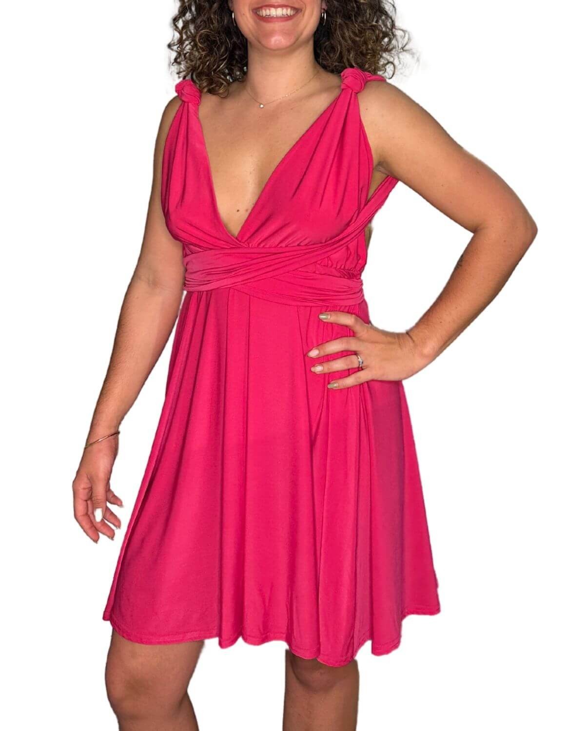 robe-courte-multiposition-rose-fuchsia
