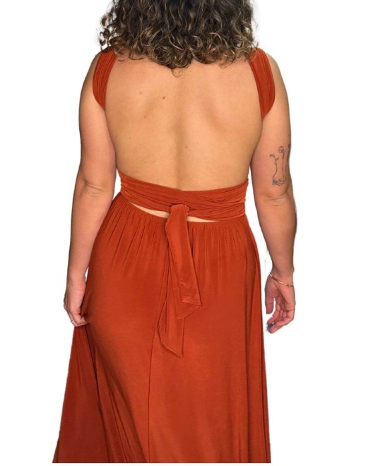 robe longue convertible infinity, marron, dos