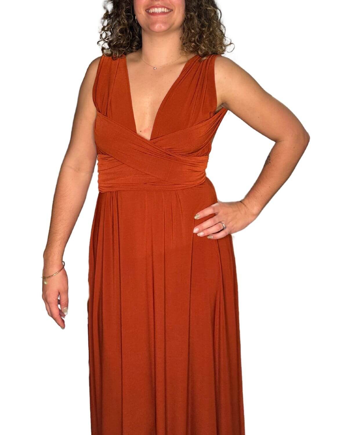 robe longue convertible infinity, marron, face