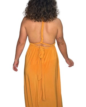 robe longue convertible infinity, jaune, dos