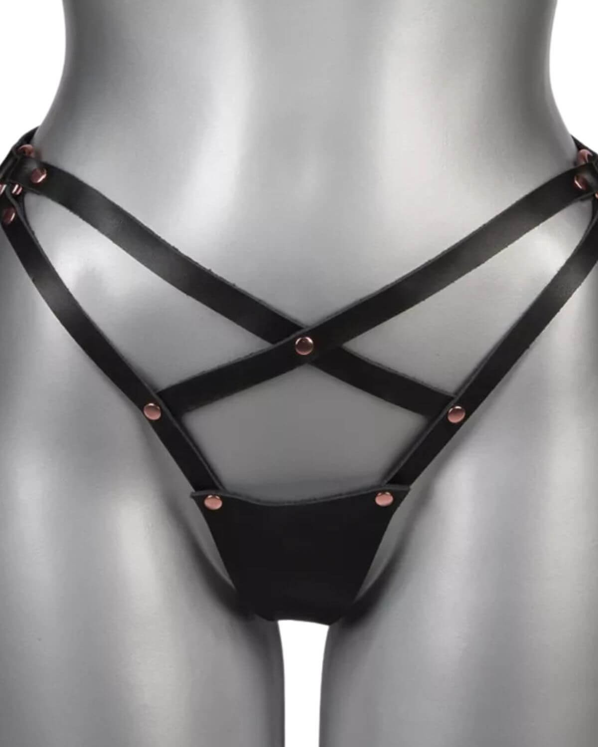 string en cuir Supreme, Voyeurx, rose gold, devant