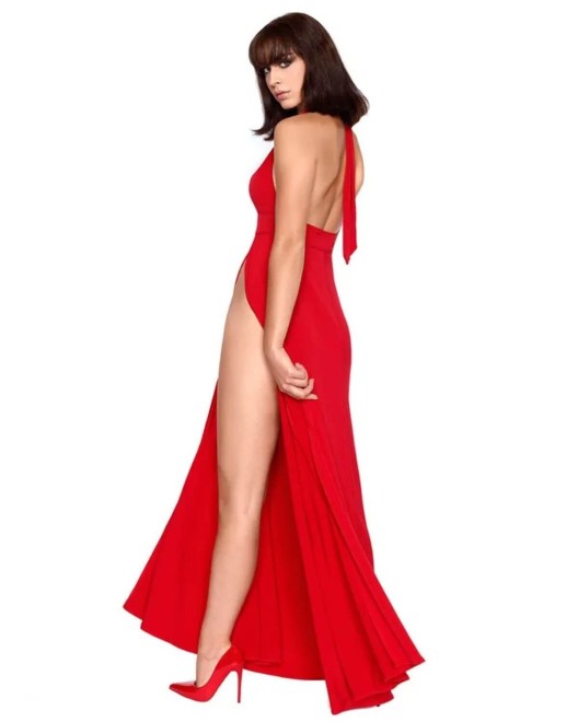 robe-longue-fendue-lycra-isabella-rouge-maison-catanzaro-7