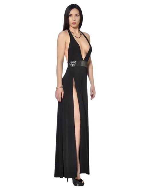 robe-longue-fendue-lycra-isabella-noir-maison-catanzaro-4