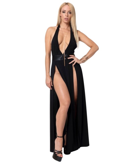 robe-longue-fendue-lycra-isabella-noir-maison-catanzaro-1