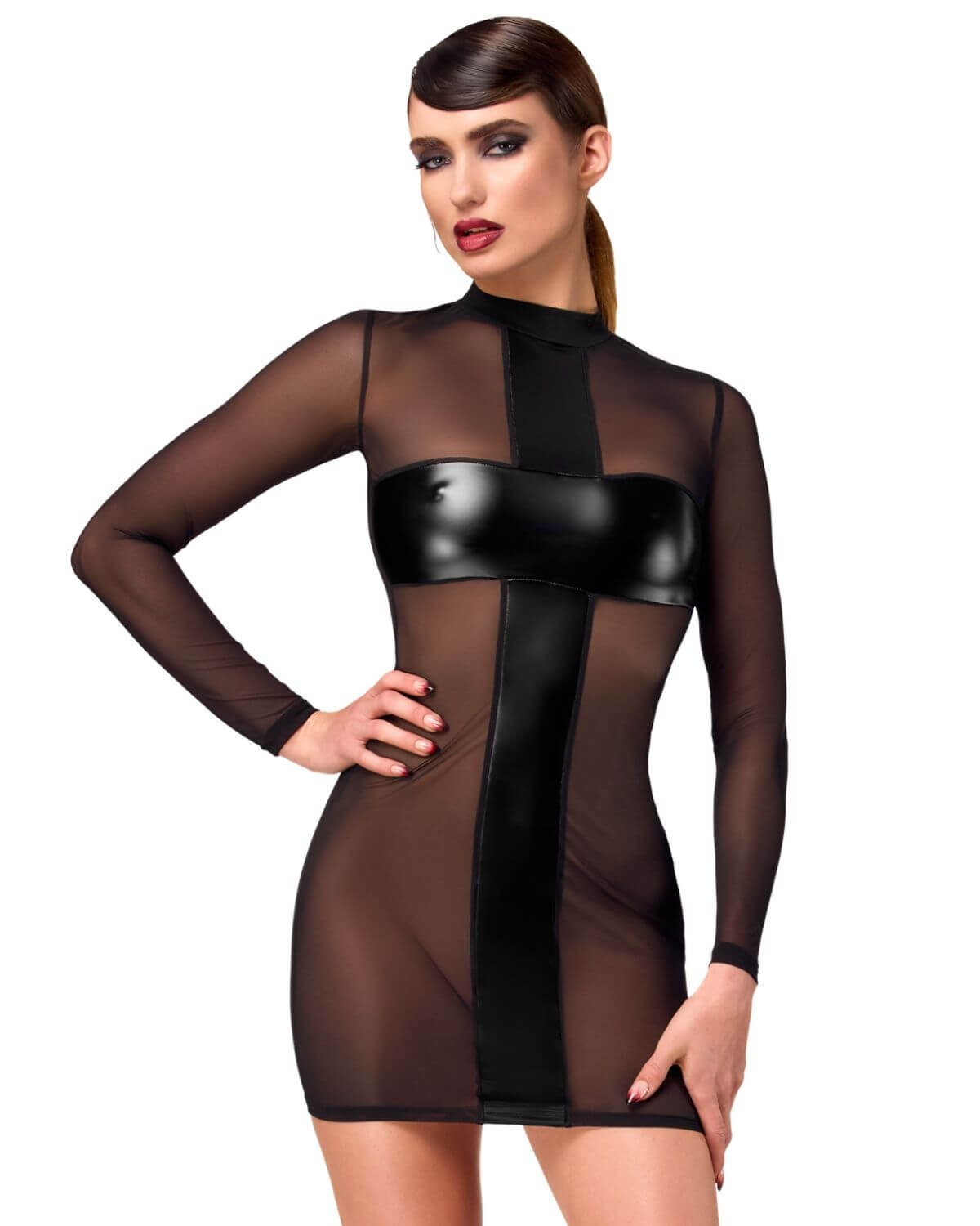 mini-robe-tulle-wetlook-crossfire-f369-noir-handmade-1