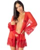 kimono rouge transparent eros veneziani devant