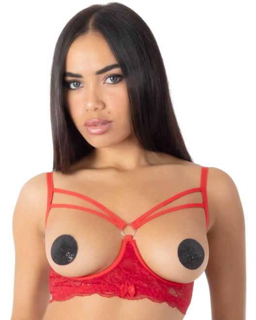 soutien gorge carioca dentelle rouge eros veneziani devant