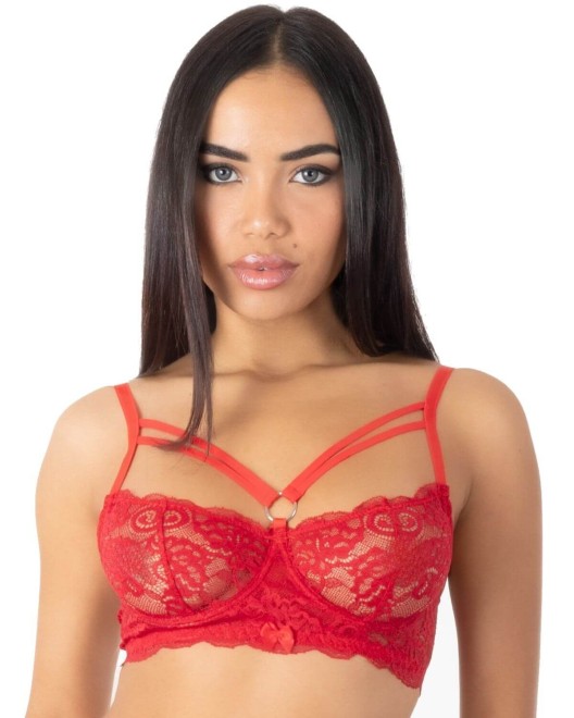 soutien gorge balconnet dentelle rouge eros veneziani devant