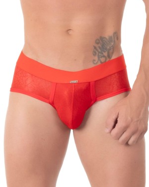 slip homme push-up rouge transparent, Eros Veneziani, zoom avant
