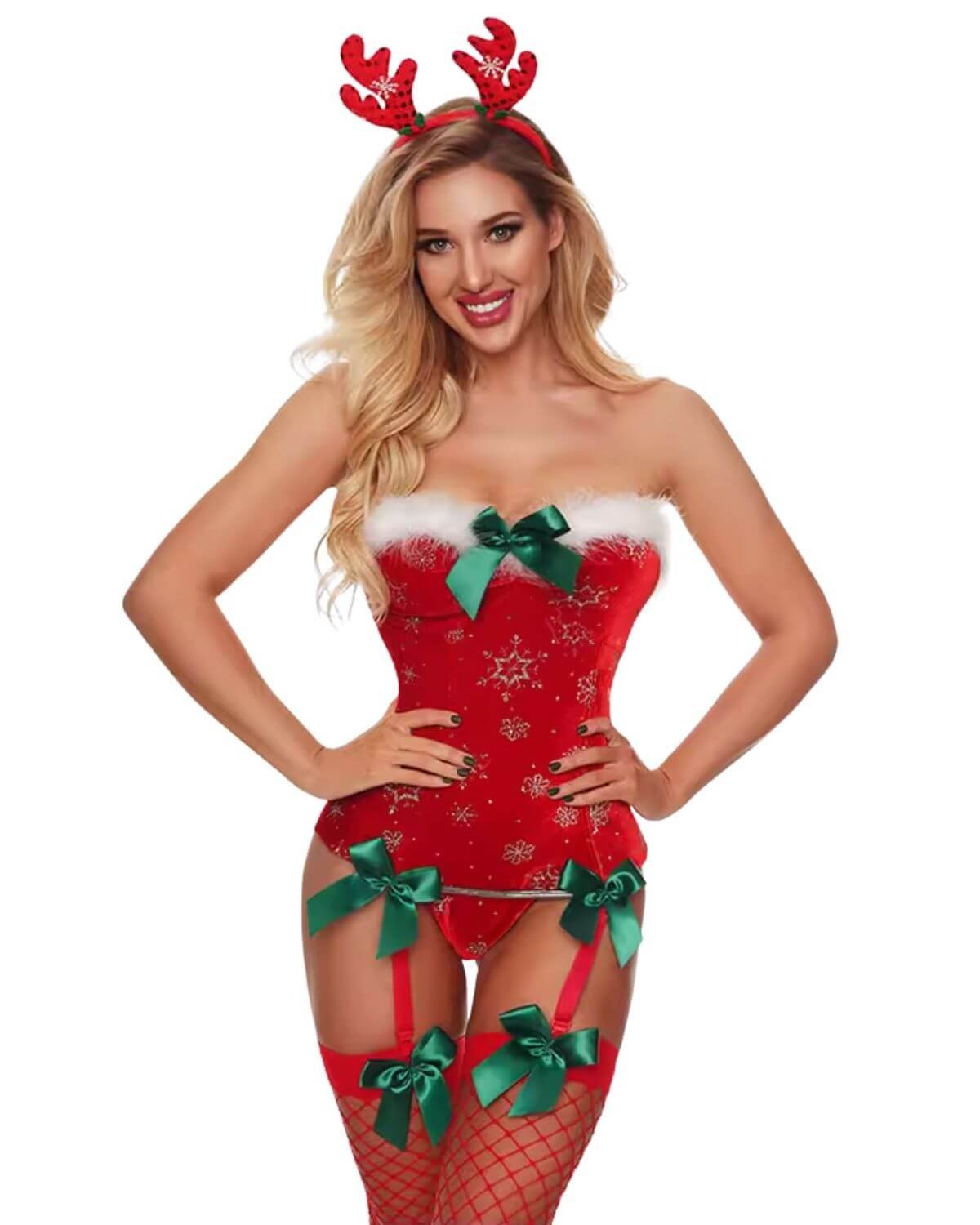 déguisement érotique de Mère Noël sexy, rouge, vue de face