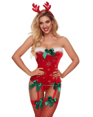 déguisement érotique de Mère Noël sexy, rouge, vue de face