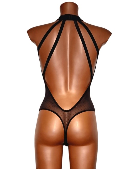body string transparent en plumetis strass Grace, OutX, vue de dos