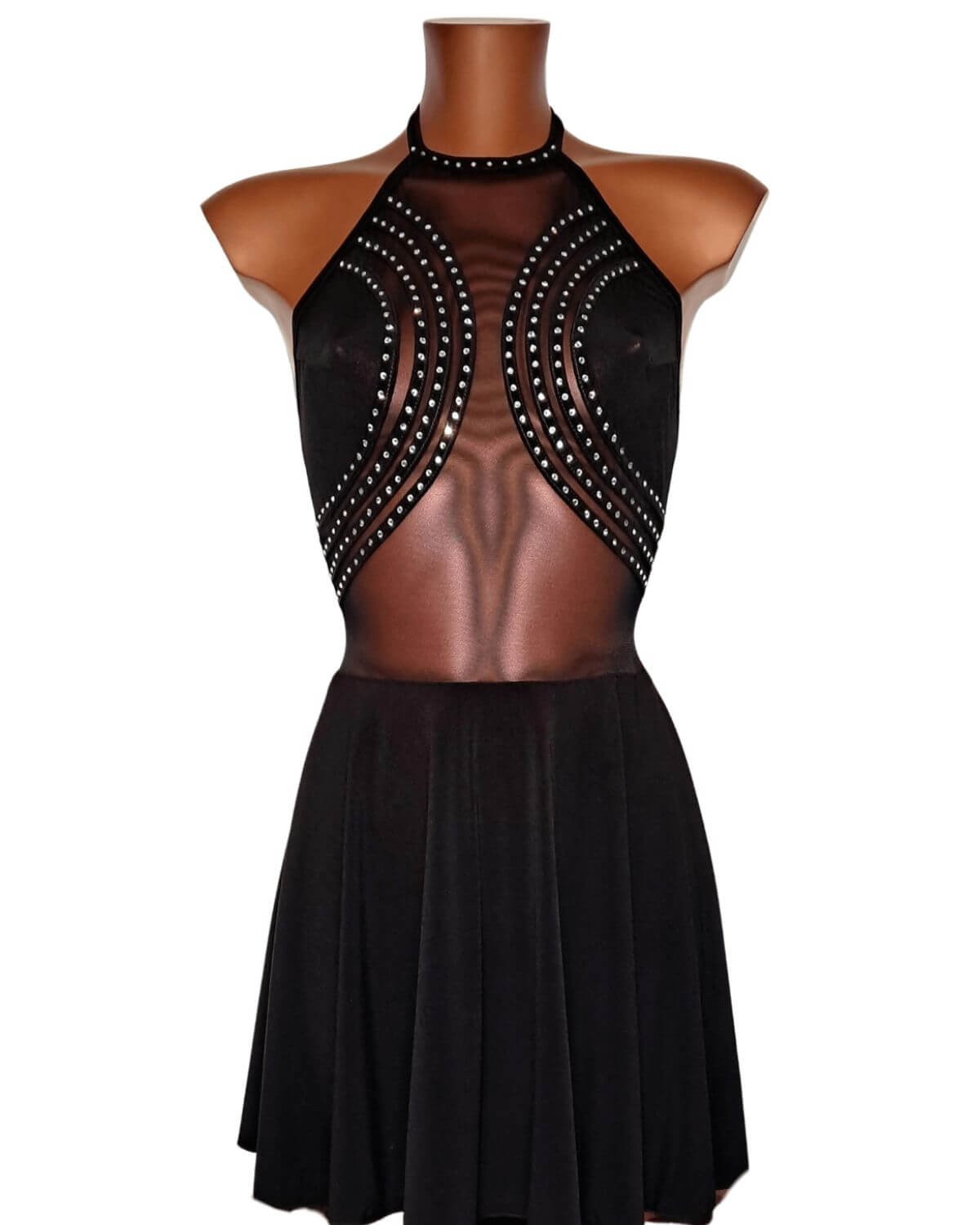 robe babydoll noire à strass, OutX, vue de face