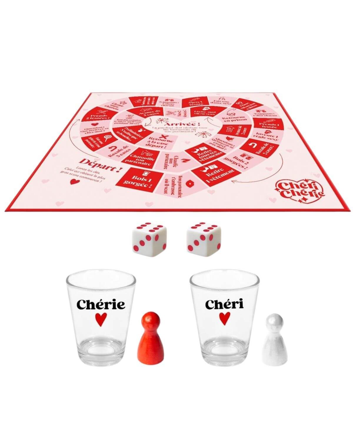 jeu de l'oie spécial couple, plateau avec dés