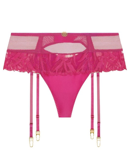 tanga porte-jarretelles Sweet Euphoria, Aubade Lingerie, fuchsia, vue devant