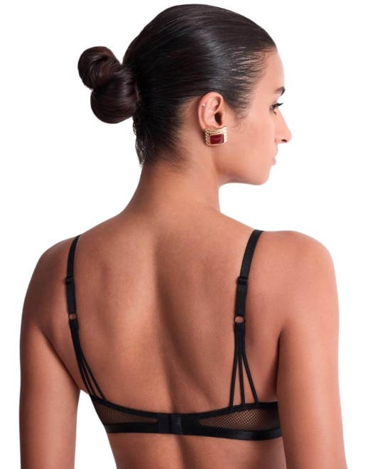 triangle bralette Sweet Euphoria, Aubade Lingerie, noir, vue de dos, sur fond blanc