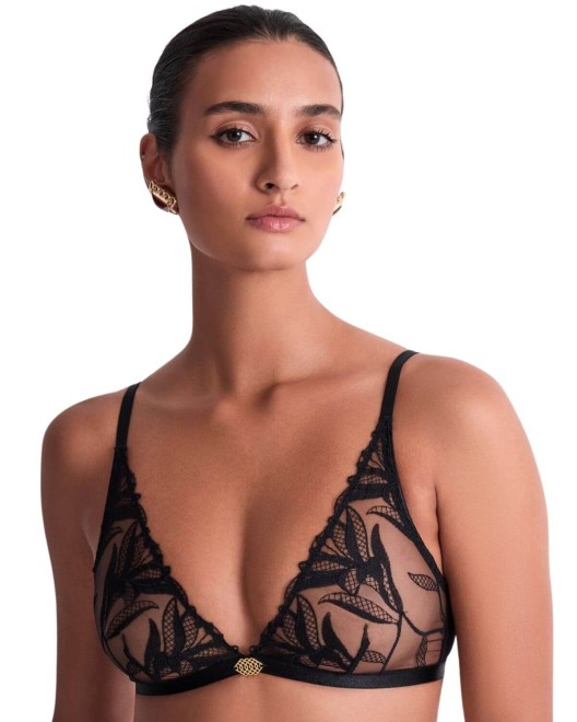triangle bralette Sweet Euphoria, Aubade Lingerie, noir, vue de face, sur fond blanc