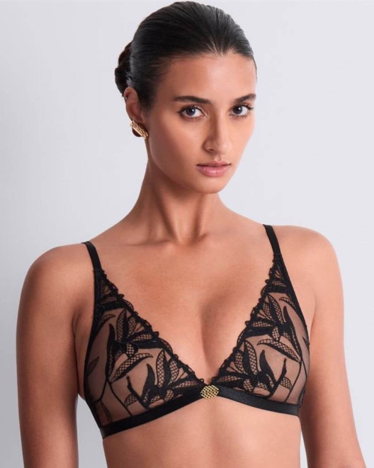 triangle bralette Sweet Euphoria, Aubade Lingerie, noir, zoom de face