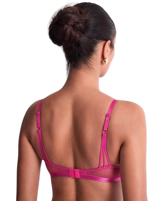 triangle bralette Sweet Euphoria, Aubade Lingerie, fuchsia, vue de dos, sur fond blanc