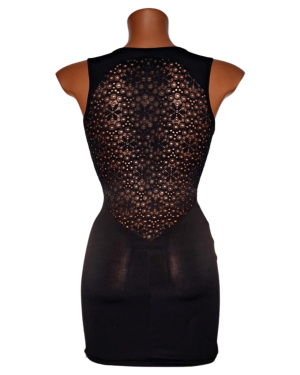 robe noire moulante, OutX, sur mannequin de dos