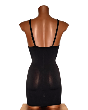 robe sexy à bretelles et sequins, noire, OutX, sur mannequin de dos