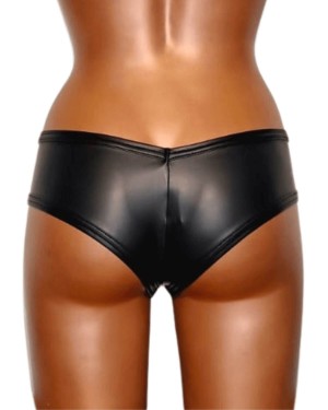 shorty sexy en wetlook noir, collection Electra, OutX, sur mannequin de dos